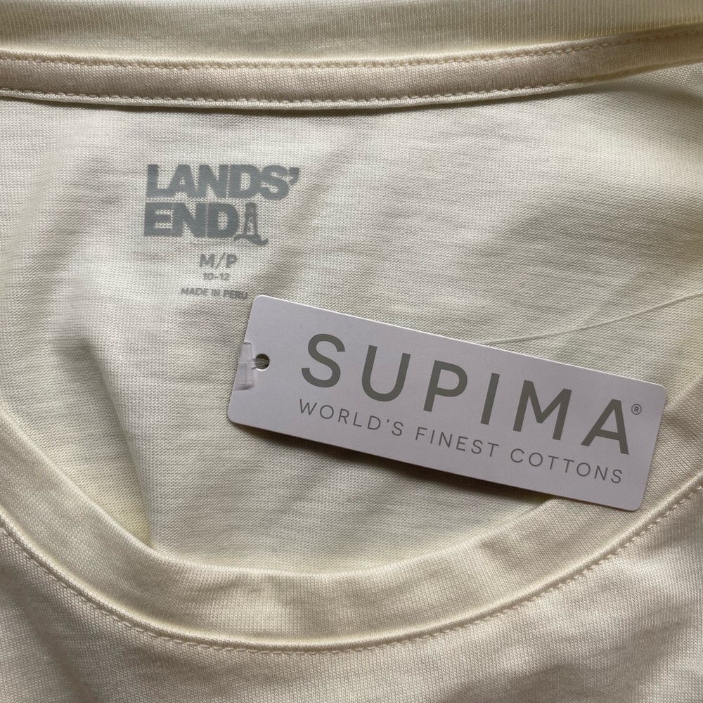 Lands' End Cream Supima Cotton Long Sleeve Tee Medium/M A - Picture 5 of 10